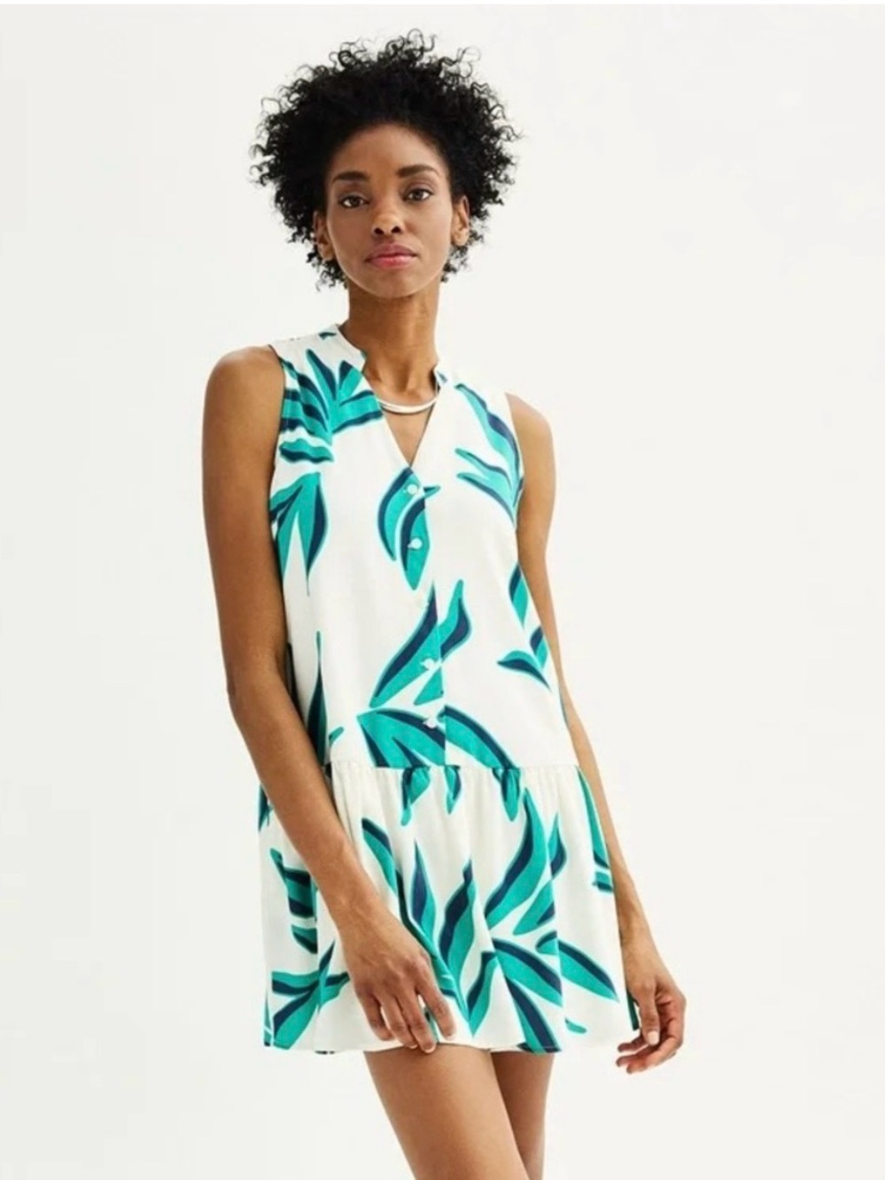 Nine West Button Front Ruffle Hem Dress NWT